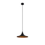 GLOBOSTAR® SHANGHAI 01025-B Μοντέρνο Κρεμαστό Φωτιστικό Οροφής με Ντουί 1 x E27 AC 220-240V IP20 - Μαύρο & Χρυσό - Μ37 x Π37 x Υ20cm - Image 4