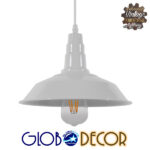 GLOBOSTAR® RAY 01044 Vintage Κρεμαστό Φωτιστικό Οροφής με Ντουί 1 x E27 AC 220-240V IP20 - Λευκό - Μ26 x Π26 x Υ25cm