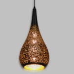 GLOBOSTAR® JANIS 01589 Μοντέρνο Κρεμαστό Φωτιστικό Οροφής με Ντουί 1 x E27 AC 220-240V IP20 - Μαύρο & Χρυσό - Μ20 x Π20 x Υ46cm - Image 2