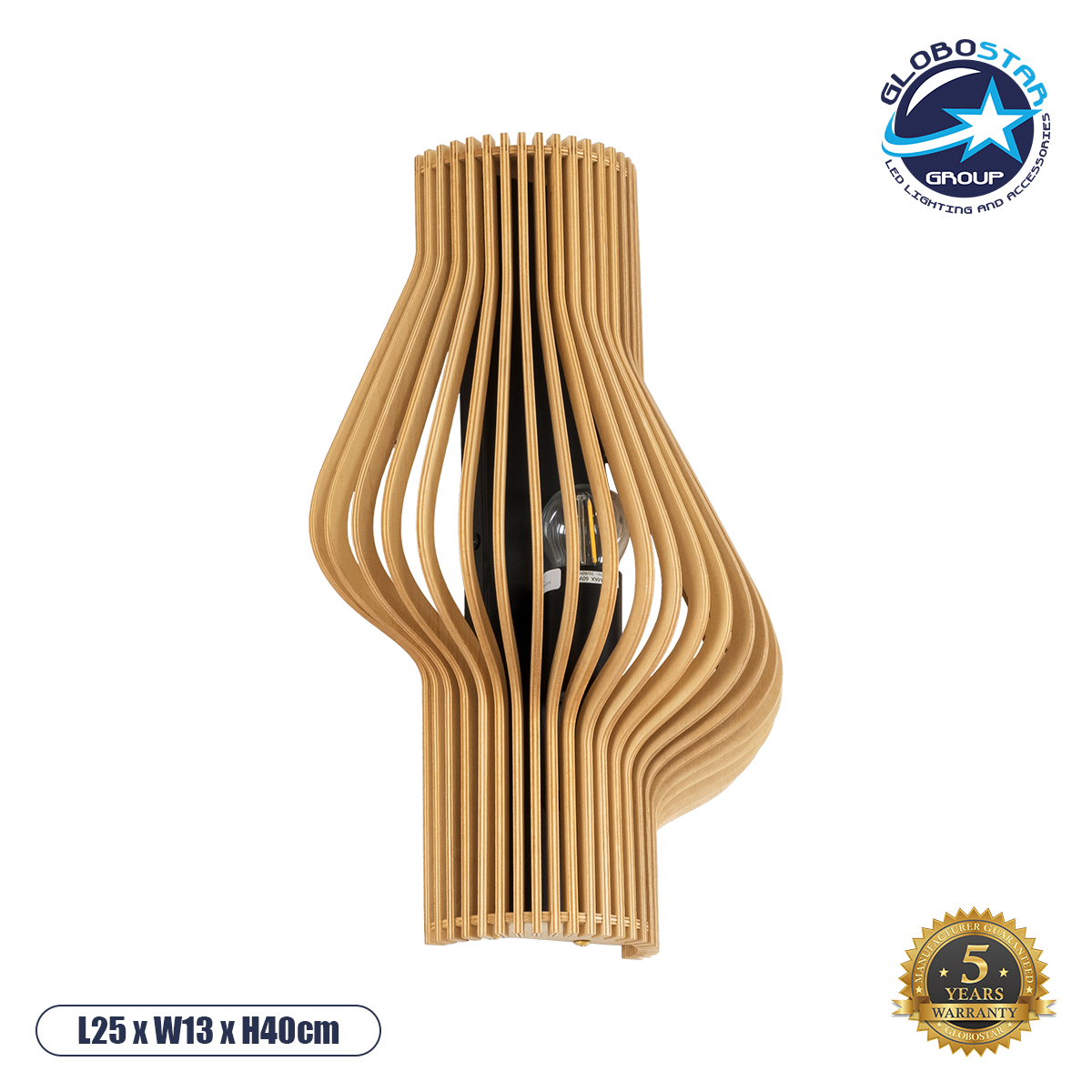 02174_1 GLOBOSTAR® MIHIRO 02174 Boho Φωτιστικό Τοίχου - Απλίκα με Ντουί 1 x E27 AC 220-240V IP20 - Μπεζ - Μ25 x Π13 x Υ40cm - Image 1