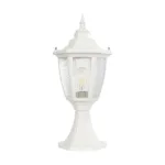 GloboStar® ENGLAND 202-0010 Vintage Επιδαπέδιο Φωτιστικό Φαναράκι Μονόφωτο 1 x E27 IP44 Λευκό & Διάφανο Πλαστικό - Μ20 x Π20 x Υ45cm - Image 4
