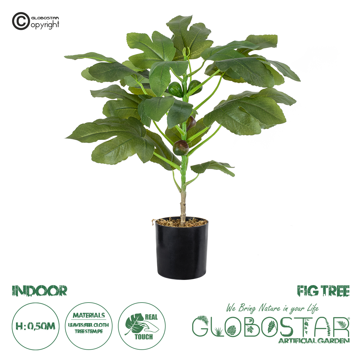 20380_1 GloboStar® Artificial Garden FIG TREE 20380 Τεχνητό Διακοσμητικό Φυτό Συκιά Υ50cm - Image 1