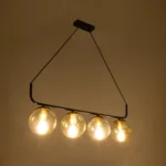 GLOBOSTAR® LATTICE 203-0018 Μοντέρνο Κρεμαστό Φωτιστικό Οροφής με Ντουί 4 x E27 AC 220-240V IP20 - Μαύρο & Μπρούτζινο - Μ78 x Π15 x Υ81cm - Image 3