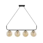 GLOBOSTAR® LATTICE 203-0018 Μοντέρνο Κρεμαστό Φωτιστικό Οροφής με Ντουί 4 x E27 AC 220-240V IP20 - Μαύρο & Μπρούτζινο - Μ78 x Π15 x Υ81cm - Image 4