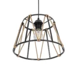 GLOBOSTAR® JUTE 203-0090 Μοντέρνο Κρεμαστό Φωτιστικό Οροφής με Ντουί 1 x E27 AC 220-240V IP20 - Μαύρο & Μπεζ - Μ30 x Π30 x Υ23cm - Image 6