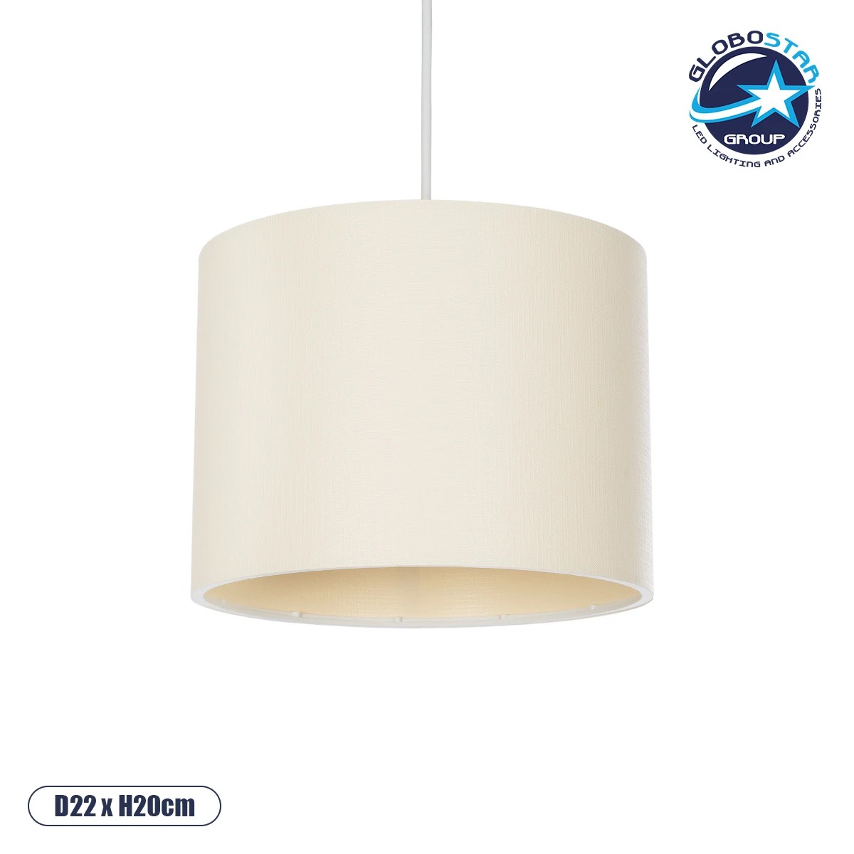 203_0106_1 GLOBOSTAR® BLAZE 203-0106 Μοντέρνο Κρεμαστό Φωτιστικό Οροφής με Ντουί 1 x E27 AC 220-240V IP20 - Μπεζ - Μ22 x Π22 x Υ20cm - Image 1