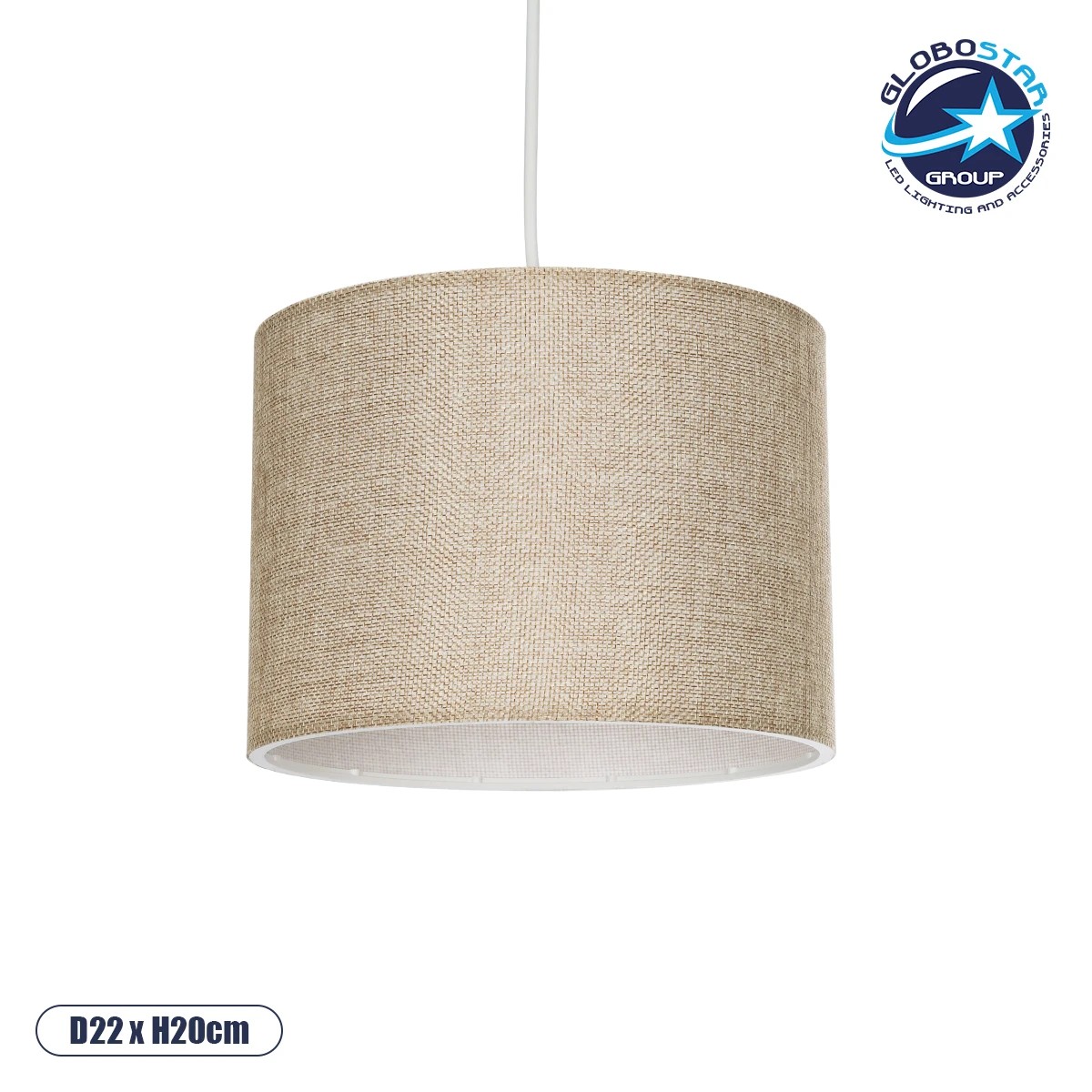 203_0107_1 GLOBOSTAR® BLAZE 203-0107 Μοντέρνο Κρεμαστό Φωτιστικό Οροφής με Ντουί 1 x E27 AC 220-240V IP20 - Μπεζ - Μ22 x Π22 x Υ20cm - Image 1