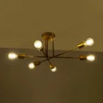 GLOBOSTAR® SPIDI 203-0114 Μοντέρνο Φωτιστικό Οροφής με Ντουί 6 x E27 AC 220-240V IP20 - Χρυσό - Μ61 x Π61 x Υ25cm - Image 3