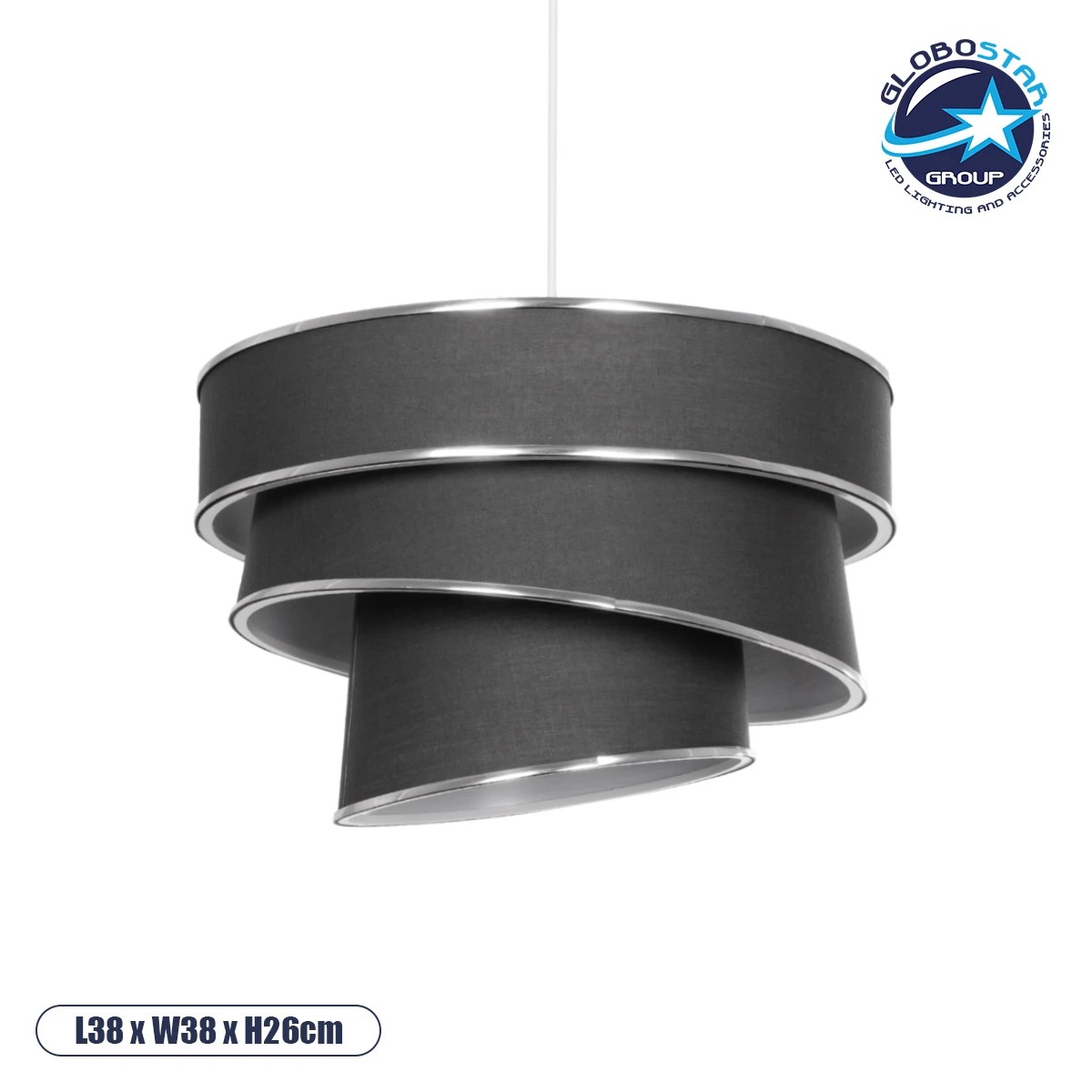 203_0167_1 GLOBOSTAR® SIERA 203-0167 Μοντέρνο Κρεμαστό Φωτιστικό Οροφής με Ντουί 1 x E27 AC 220-240V IP20 - Γκρι & Ασημί - Μ38 x Π38 x Υ26cm - Image 1