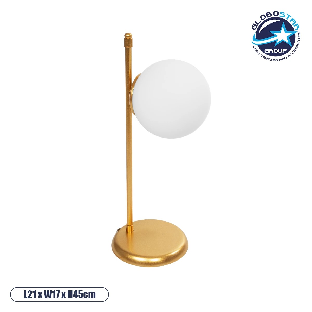 203_0182_1 GLOBOSTAR® GLOBUS 203-0182 Μοντέρνο Επιτραπέζιο Φωτιστικό Πορτατίφ με Ντουί 1 x E27 AC 220-240V IP20 - Χρυσό & Λευκό - Μ21 x Π17 x Υ45cm - Image 1