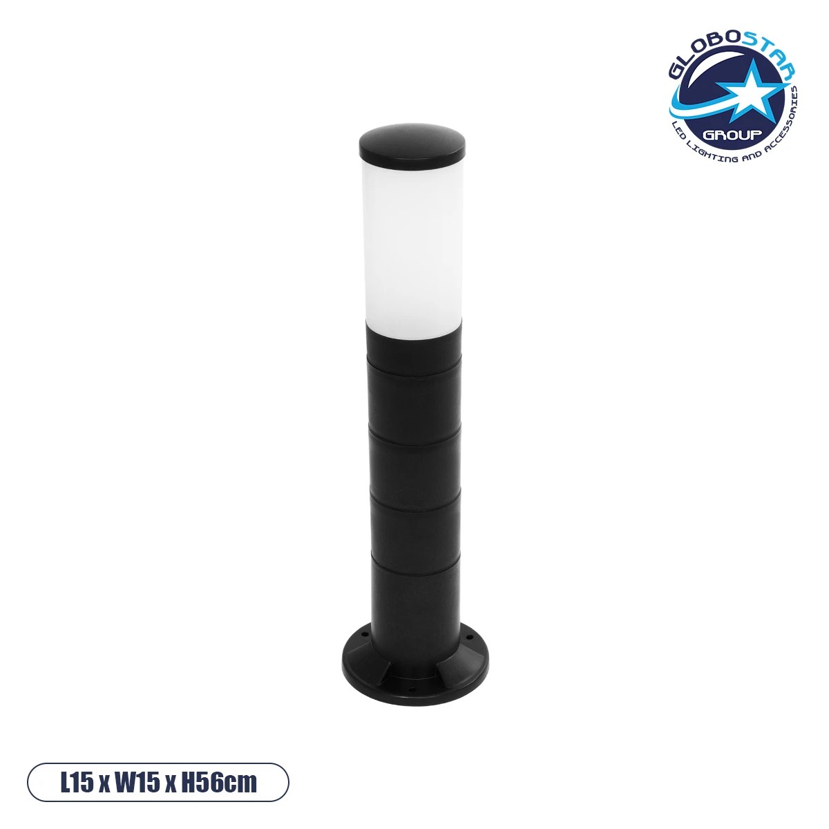 203_0251_1 GloboStar® GARDENIO 203-0251 Μοντέρνο Επιδαπέδιο Φωτιστικό Κολωνάκι Κήπου Μονόφωτο 1 x E27 IP44 Μαύρο Πλαστικό - Μ15 x Π15 x Υ56cm - Image 1