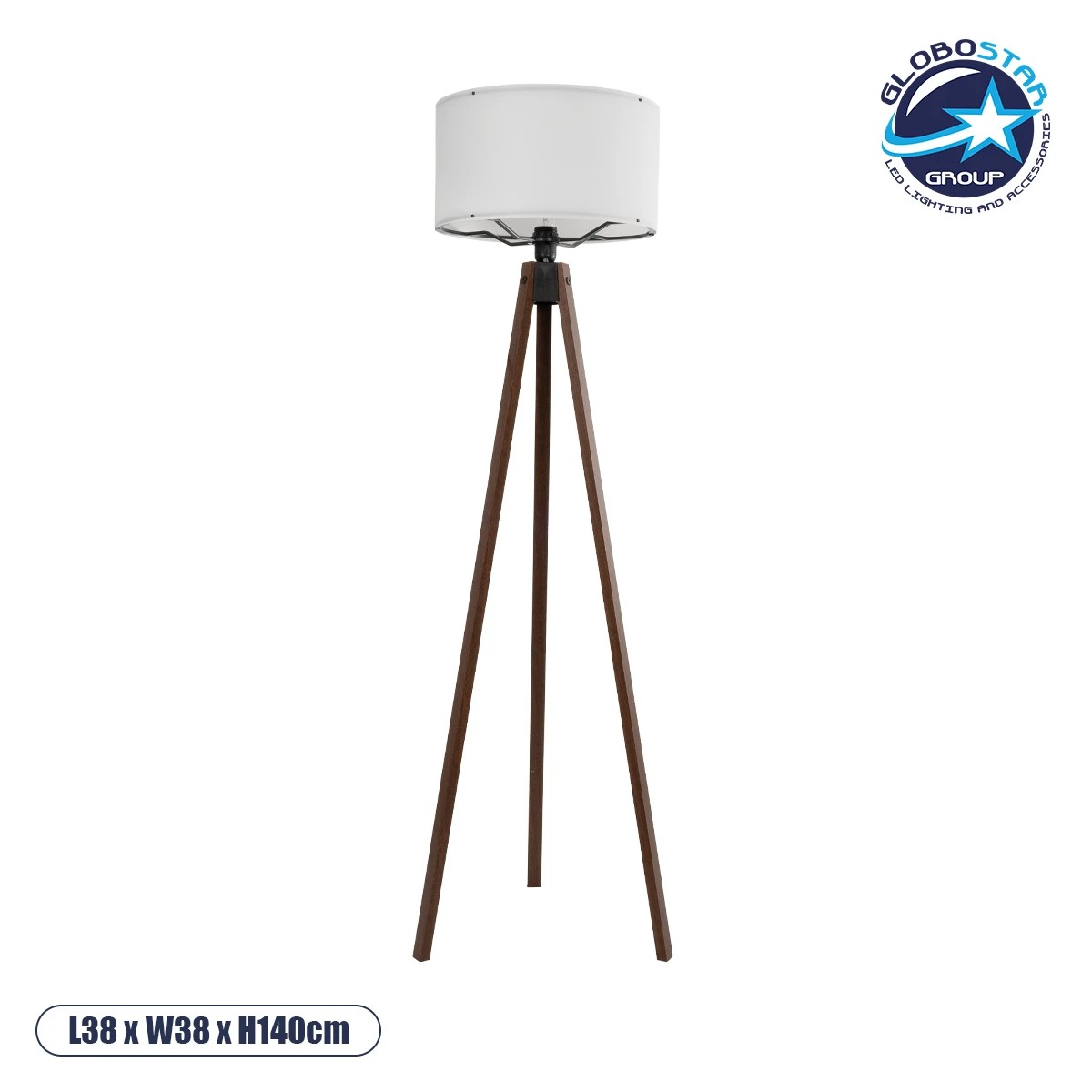 204_0032_1 GLOBOSTAR® SAGA 204-0032 Μοντέρνο Επιδαπέδιο Φωτιστικό με Ντουί 1 x E27 AC 220-240V IP20 - Καφέ & Λευκό - Μ38 x Π38 x Υ140cm - Image 1
