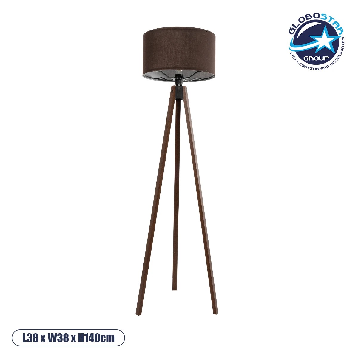204_0034_1 GLOBOSTAR® SAGA 204-0034 Μοντέρνο Επιδαπέδιο Φωτιστικό με Ντουί 1 x E27 AC 220-240V IP20 - Καφέ - Μ38 x Π38 x Υ140cm - Image 1