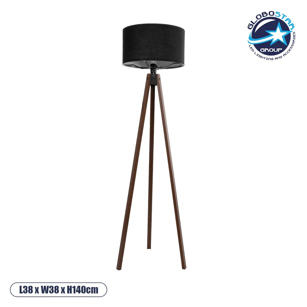 204_0038_1 GLOBOSTAR® SAGA 204-0038 Μοντέρνο Επιδαπέδιο Φωτιστικό με Ντουί 1 x E27 AC 220-240V IP20 - Καφέ & Μαύρο - Μ38 x Π38 x Υ140cm - Image 1