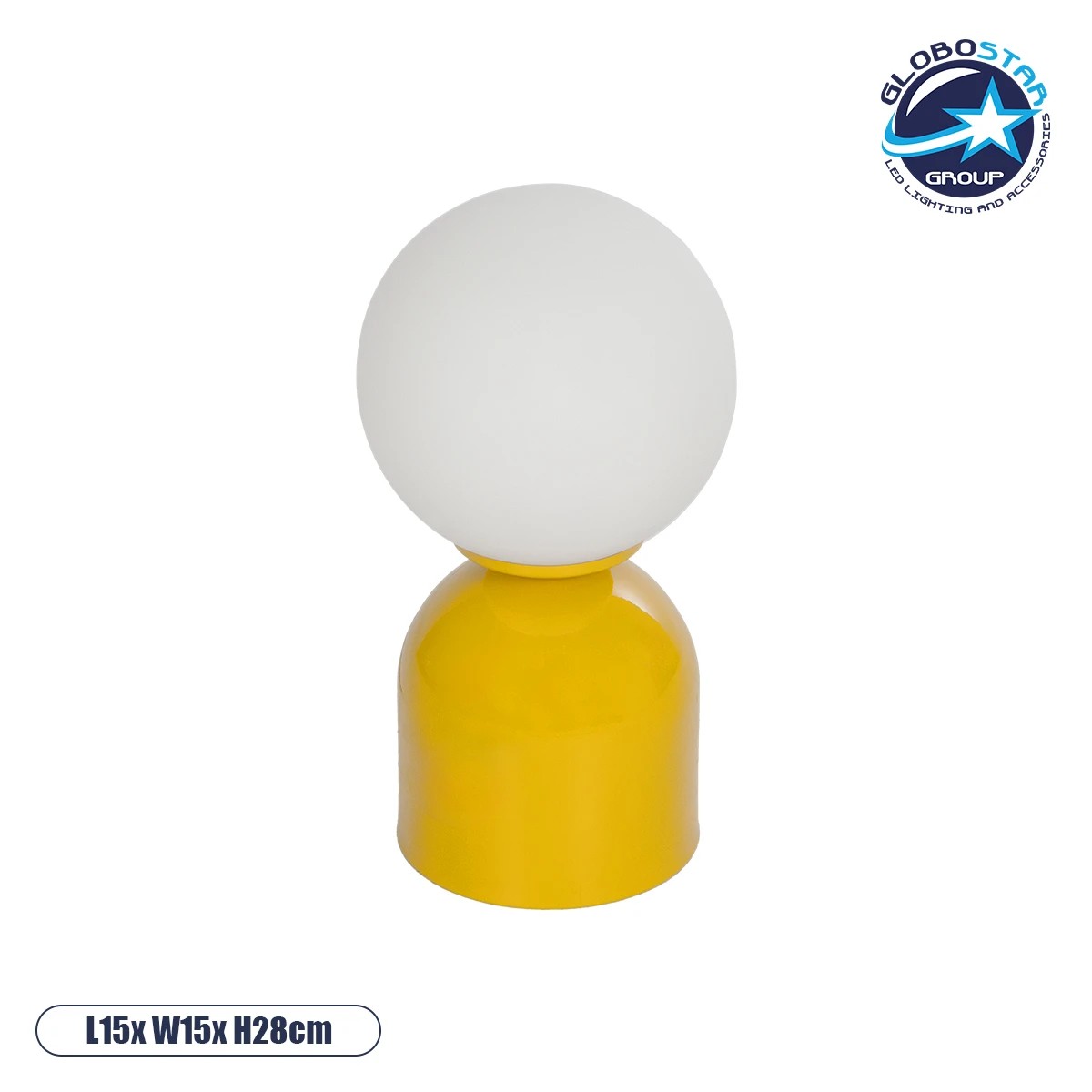 204_0131_1 GLOBOSTAR® MAGIC 204-0131 Μοντέρνο Επιτραπέζιο Φωτιστικό Πορτατίφ με Ντουί 1 x E14 AC 220-240V IP20 - Κίτρινο & Λευκό - Μ15 x Π15 x Υ28cm - Image 1