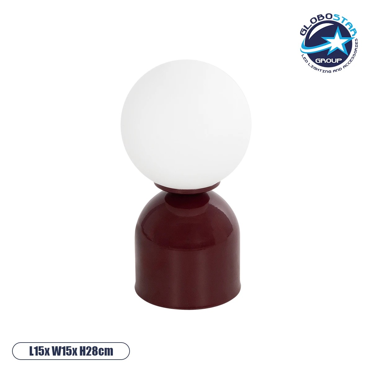 204_0135_1 GLOBOSTAR® MAGIC 204-0135 Μοντέρνο Επιτραπέζιο Φωτιστικό Πορτατίφ με Ντουί 1 x E14 AC 220-240V IP20 - Κόκκινο & Λευκό - Μ15 x Π15 x Υ28cm - Image 1