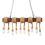 GLOBOSTAR® VIKING 00607 Vintage Κρεμαστό Φωτιστικό Οροφής με Ντουί 10 x E27 AC 220-240V IP20 - Καφε & Μπεζ - Μ108 x Π11 x Υ220cm - Image 2