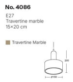 InLight Κρεμαστό φωτιστικό γκρι από travertine marble 1XΕ27 D:15 x 20cm (4086) - Image 2
