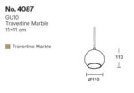 InLight Κρεμαστό φωτιστικό γκρι από travertine marble 1XGU10 D:11 x 11cm (4087) - Image 2