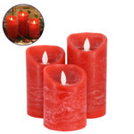 GLOBOSTAR® FIREFLAME 79558 Διακοσμητικό Κερί Παραφίνης με Εφέ Κινούμενης Φλόγας & IR Ασύρματο Χειριστήριο LED 0.5W 25lm 120° DC 3V με 2xAA Μπαταρίες IP20 Θερμό Λευκό 2700K Dimmable - Κόκκινο - Μ7.5 x Π7.5 x Υ15cm - Πακέτο 3 Τεμαχίων - 1 Χρόνο Εγγύηση - Image 2
