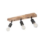 GLOBOSTAR® CUP 203-0061 Vintage Φωτιστικό Οροφής με Ντουί 3 x E27 AC 220-240V IP20 - Μαύρο & Μπέζ - Μ50 x Π8 x Υ15cm - Image 2