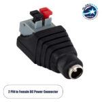 GLOBOSTAR® STRIPDC 70678 Ταχυσύνδεσμος DC Jack 5.5x2.1mm Θηλυκός σε Πατητή Κλέμα IP20 - Μαύρο - Μ4.1 x Π1.5 x Υ2cm