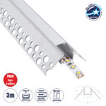 GLOBOSTAR® ALP-PLASTERIN GYPSO 70821-3M Χωνευτό Προφίλ Αλουμινίου Ειδικό για  Εξωτερική Γωνία Γυψοσανίδας με Λευκό Γαλακτερό Πατητό Κάλυμμα για Ταινίες LED IP20 - Ασημί & Λευκό - Μ300 x Π4.5 x Υ2cm - Πακέτο 5 Τεμαχίων