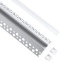 GLOBOSTAR® ALP-PLASTERIN GYPSO 70821-3M Χωνευτό Προφίλ Αλουμινίου Ειδικό για  Εξωτερική Γωνία Γυψοσανίδας με Λευκό Γαλακτερό Πατητό Κάλυμμα για Ταινίες LED IP20 - Ασημί & Λευκό - Μ300 x Π4.5 x Υ2cm - Πακέτο 5 Τεμαχίων - Image 3