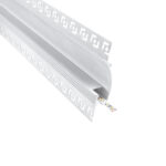 GLOBOSTAR® ALP-PLASTERIN GYPSO 70840-3M Χωνευτό Προφίλ Αλουμινίου Ειδικό για Δημιουργία Κρυφού Φωτισμού σε Γυψοσανίδα με Λευκό Γαλακτερό Πατητό Κάλυμμα για Ταινίες LED IP20 - Ασημί & Λευκό - Μ300 x Π9.7 x Υ2cm - Πακέτο 5 Τεμαχίων - Image 2