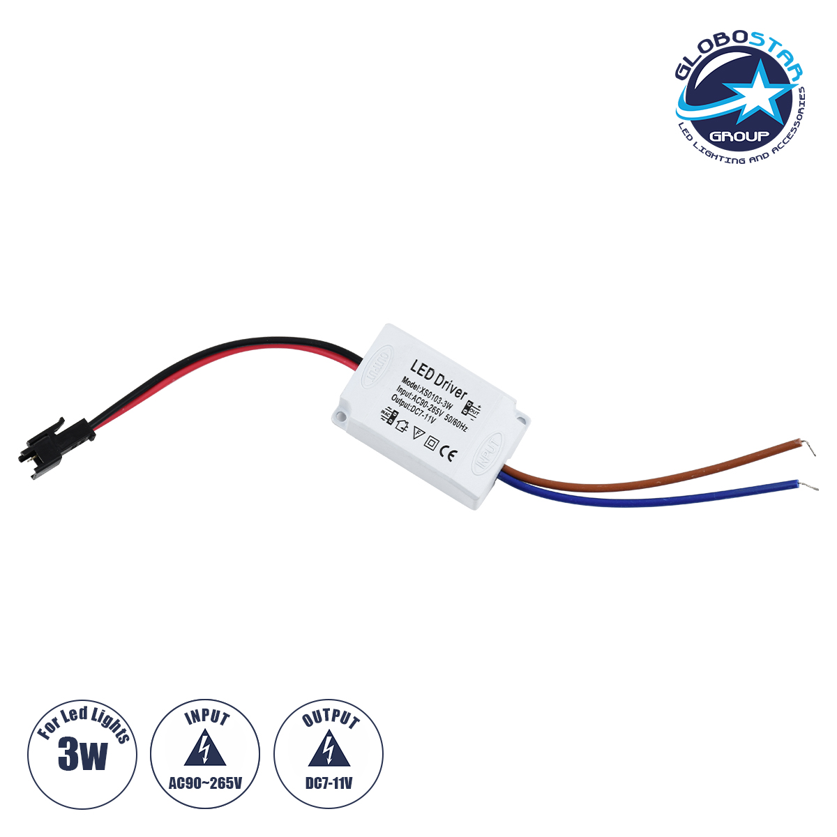 73074_1 GLOBOSTAR® CCVOLT 73074 Τροφοδοτικό/Μετασχηματιστής SELV 3W 0.27A DC 7-11V - από AC 220-240V σε DC 7-11V IP20 - Μ4.5 x Π3 x Υ2.5cm - 2 Χρόνια Εγγύηση - Image 1