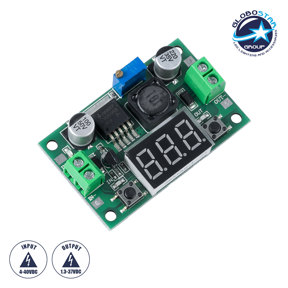 73111_1 GLOBOSTAR® CONVERTER 73111 Ρυθμιστής Τάσης με Είσοδο από DC 4V έως DC 40V & Έξοδο από DC 1.3V έως DC 37V 1 x 3A Max IP20 - Μ5.5 x Π3.5 x Υ1.2cm - 2 Χρόνια Εγγύηση - Image 1