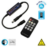 GLOBOSTAR® DIMMEROLI 73322 Σετ Dimmer με RF Ασύρματο Χειριστήριο με 1 x 6A 144W Κανάλι DC 12-24V 6A 144W Max IP20 - RF2.4Ghz - Μ31 x Π1.7 x Υ1.1cm - 2 Χρόνια Εγγύηση