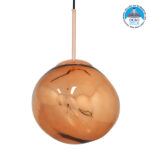 GLOBOSTAR® DIXAR 01461 Μοντέρνο Κρεμαστό Φωτιστικό Οροφής με Ντουί 1 x E27 AC 220-240V IP20 - Χάλκινο - Μ28 x Π28 x Υ40cm