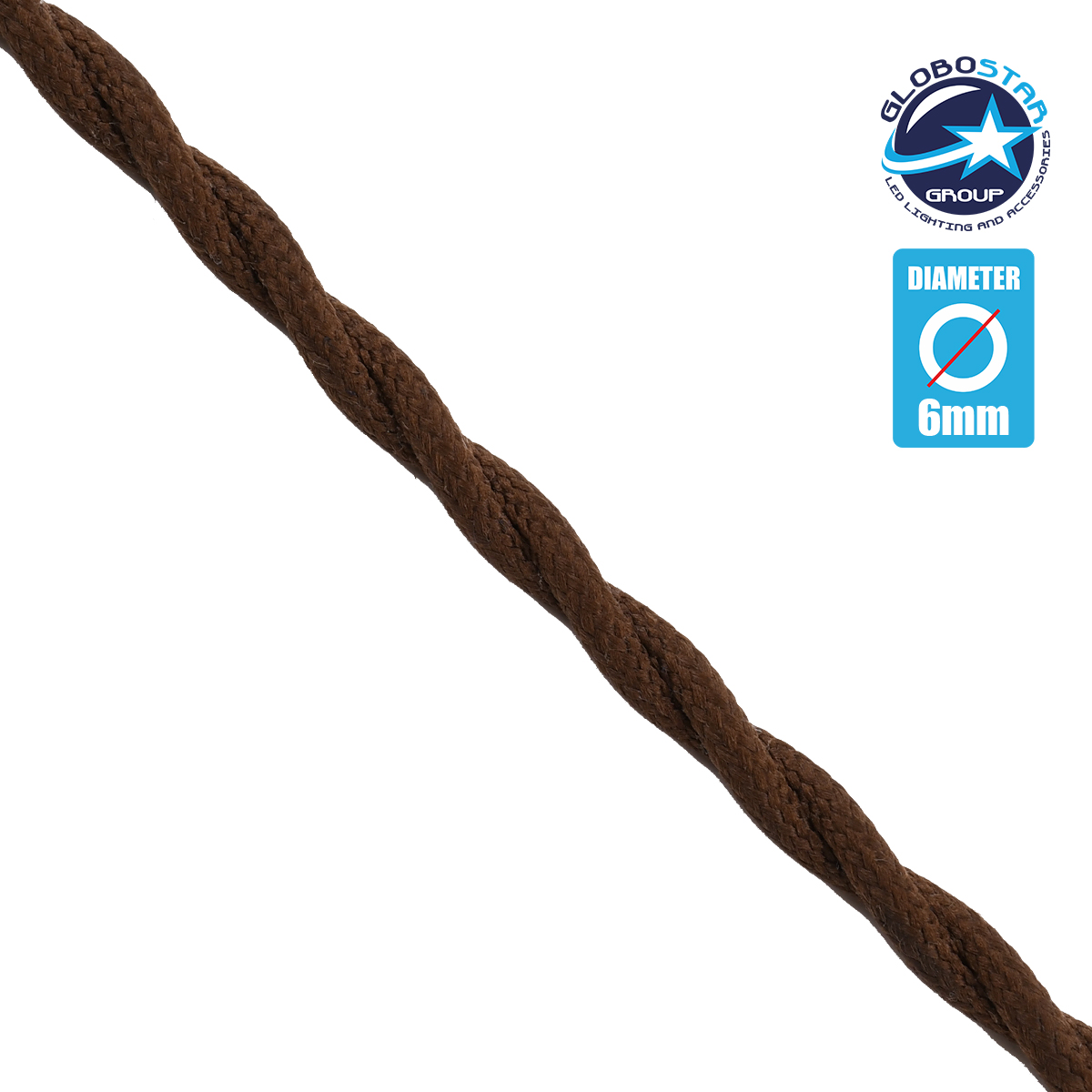 77626_1 GLOBOSTAR® DECOCABLE 77626 Υφασμάτινο Στριφτό Καλώδιο 2 x 0.75mm² IP20 - Καφέ - Μ100 x Π0.6 x Υ0.6cm - Image 1
