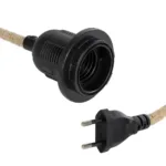 GLOBOSTAR® WHIP 77660 Μοντέρνο DIY Φωτιστικό με Υφασμάτινο Καλώδιο, Ντουί 1 x E27, Διακόπτη On/Off & Πρίζα AC 220-240V IP20 - Μπεζ & Μαύρο - Μ150 x Π5.8 x Υ5.8cm - Image 2