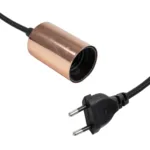 GLOBOSTAR® WHIP 77665 Μοντέρνο DIY Φωτιστικό με Υφασμάτινο Καλώδιο, Ντουί 1 x E27, Διακόπτη On/Off & Πρίζα AC 220-240V IP20 - Μαύρο & Ροζ Χρυσό - Μ150 x Π4 x Υ4cm - Image 2