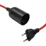 GLOBOSTAR® WHIP 77666 Μοντέρνο DIY Φωτιστικό με Υφασμάτινο Καλώδιο, Ντουί 1 x E27, Διακόπτη On/Off & Πρίζα AC 220-240V IP20 - Κόκκινο & Μαύρο - Μ150 x Π4 x Υ4cm - Image 2