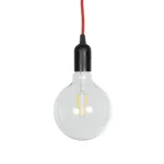 GLOBOSTAR® WHIP 77666 Μοντέρνο DIY Φωτιστικό με Υφασμάτινο Καλώδιο, Ντουί 1 x E27, Διακόπτη On/Off & Πρίζα AC 220-240V IP20 - Κόκκινο & Μαύρο - Μ150 x Π4 x Υ4cm - Image 4