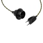 GLOBOSTAR® WHIP 77667 Μοντέρνο DIY Φωτιστικό με Πλεκτό Καλώδιο, Ντουί 1 x E27, Διακόπτη On/Off & Πρίζα AC 220-240V IP20 - Χακί & Μαύρο - Μ150 x Π5.8 x Υ5.8cm - Image 2