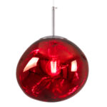GLOBOSTAR® DIXAR 00762 Μοντέρνο Κρεμαστό Φωτιστικό Οροφής με Ντουί 1 x E27 AC 220-240V IP20 - Κόκκινο & Ασημί - Μ28 x Π28 x Υ40cm - Image 2