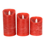 GLOBOSTAR® FIREFLAME 79558 Διακοσμητικό Κερί Παραφίνης με Εφέ Κινούμενης Φλόγας & IR Ασύρματο Χειριστήριο LED 0.5W 25lm 120° DC 3V με 2xAA Μπαταρίες IP20 Θερμό Λευκό 2700K Dimmable - Κόκκινο - Μ7.5 x Π7.5 x Υ15cm - Πακέτο 3 Τεμαχίων - 1 Χρόνο Εγγύηση - Image 3