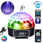 GLOBOSTAR® DISCOBALL 79602 Disco Μπάλα Φωτορυθμικό με RF Ασύρματο Χειριστήριο LED 20W 1000lm 180° AC 220-240V IP20 Πολύχρωμο RGB DMX512- Μ17 x Π17 x Υ15cm - 2 Χρόνια Εγγύηση
