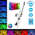 GLOBOSTAR® AQUARIUS 79672 Φωτιστικό Ενυδρείου με IR Ασύρματο Χειριστήριο LED 4W 200lm 180° AC 220-240V Αδιάβροχο IP68 Πολύχρωμο RGB Dimmable - Sanan SMD Chip - Μαύρο - Μ38 x Π2.5 x Υ2.5cm - 2 Χρόνια Εγγύηση