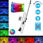 GLOBOSTAR® AQUARIUS 79673 Φωτιστικό Ενυδρείου με IR Ασύρματο Χειριστήριο LED 5.5W 275lm 180° AC 220-240V Αδιάβροχο IP68 Πολύχρωμο RGB Dimmable - Sanan SMD Chip - Μαύρο - Μ48 x Π2.5 x Υ2.5cm - 2 Χρόνια Εγγύηση