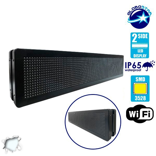 90300_1 GLOBOSTAR® DISPLAY 90300 Κυλιόμενη Ψηφιακή Επιγραφή Διπλής Όψης 96x16cm P10 96x16 Pixel LED 180W AC 220-240V Αδιάβροχο IP65 Ψυχρό Λευκό 6000K - WiFi Control μέσω FK APP - Αισθητήρας Θερμοκρασίας & Υγρασίας - Μ104 x Π12 x Υ20cm - 2 Χρόνια Εγγύηση - Image 1