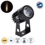 GLOBOSTAR® SPOTTOLA 90631 Αρχιτεκτονικό Σποτ Φωτισμου LED 1W 110lm 10° DC 24V Αδιάβροχο IP65 Θερμό Λευκό 2700K Dimmable - Bridgelux SMD Chip - Μαύρο Ματ - Μ5 x Π5 x Υ9cm - 3 Χρόνια Εγγύηση