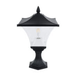 GLOBOSTAR® DIRAHIO 90552 Φωτιστικό Κολωνάκι Κήπου με Ντουί 1 x E27 AC 220-240V Αδιάβροχο IP65 - Μαύρο Ματ - Μ32 x Π32 x Υ52cm - Image 2