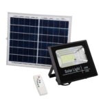 GLOBOSTAR® HERMES 71555 Προβολέας με IR Ασύρματο Χειριστήριο LED 40W 2000lm 120° DC 5V με Φωτοβολταϊκό Panel 5V 6W & Επαναφορτιζόμενη Μπαταρία Li-ion 3.2V 5000mAh Αδιάβροχο IP66 Ψυχρό Λευκό 6000K Dimmable - Sanan SMD Chip - Μαύρο - Μ23 x Π19.5 x Υ5cm - 2 Χρόνια Εγγύηση - Image 2