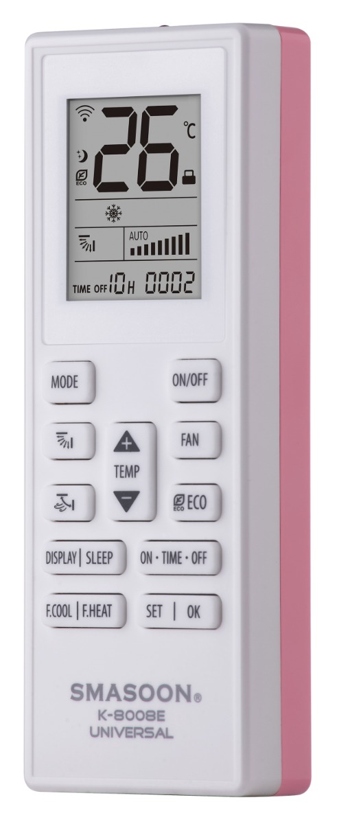 k-8008e-_1-_ SMASOON K-8008E Universal Τηλεχειριστήριο Κλιματισμού Ροζ - Image 1