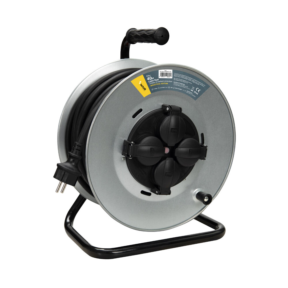 technik_reel Technik Στροφείο 4 Θέσεων 2,5mm2 H07RN-F Ατσάλινο IP44 16A 40m - Image 1